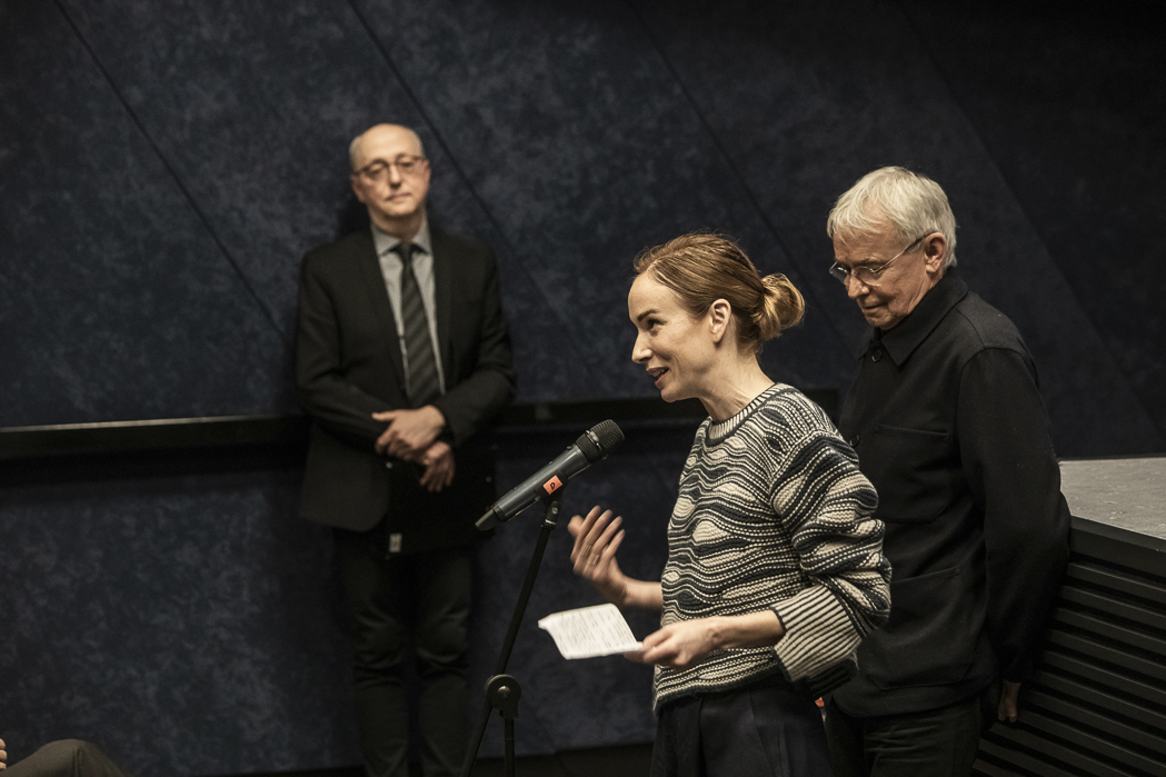 Martin Šmatlák, Táňa Pauhofová a Juraj Nvota - spomienka na Mariana Urbana na pôde VŠMU v Bratislave. Foto: Miro Nôta